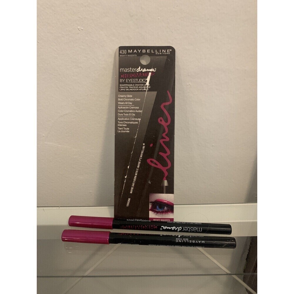 2 crayon lot Maybelline Master Drama CHROMATIC eye liner 430 Mighty Magenta